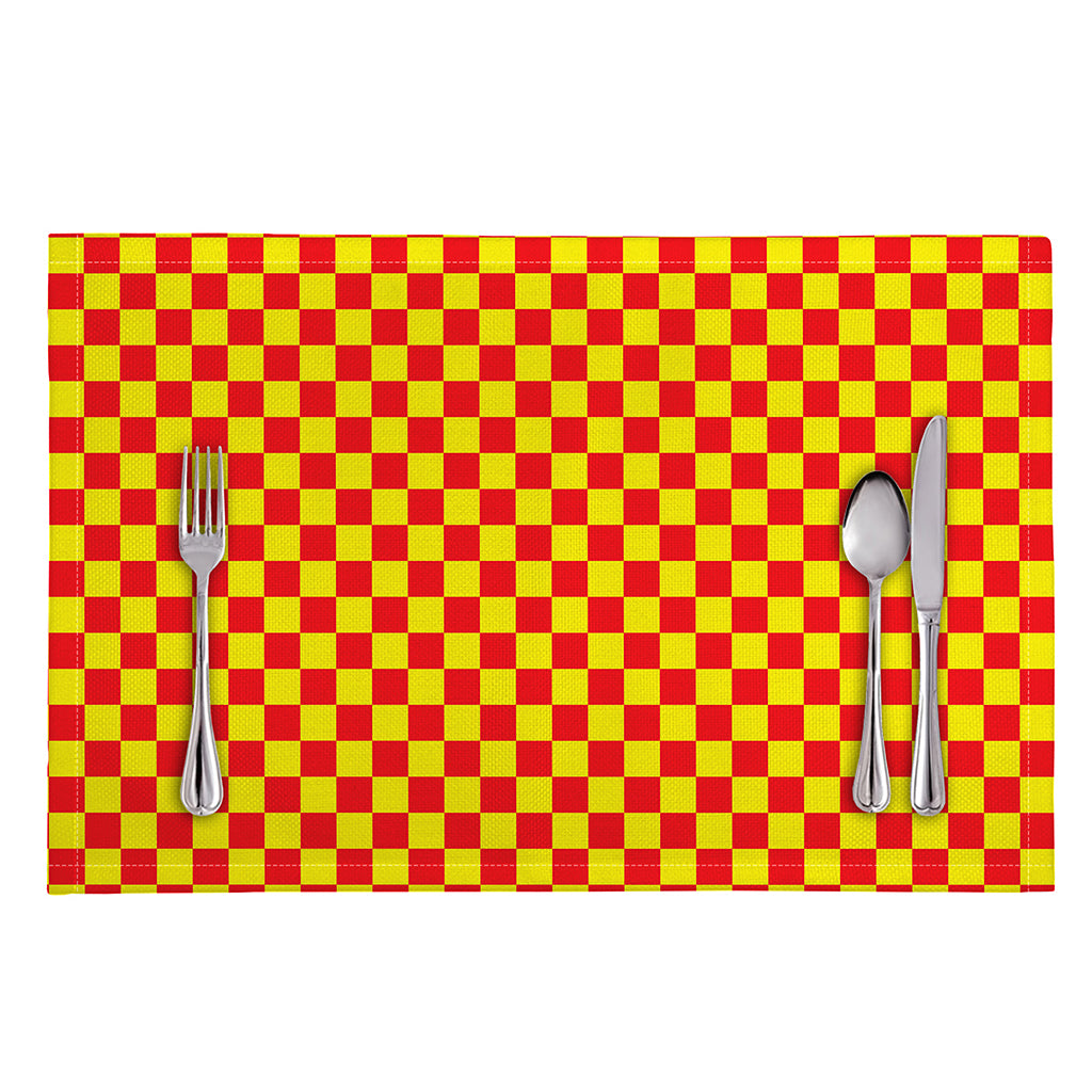 Red And Yellow Checkered Pattern Print Placemat