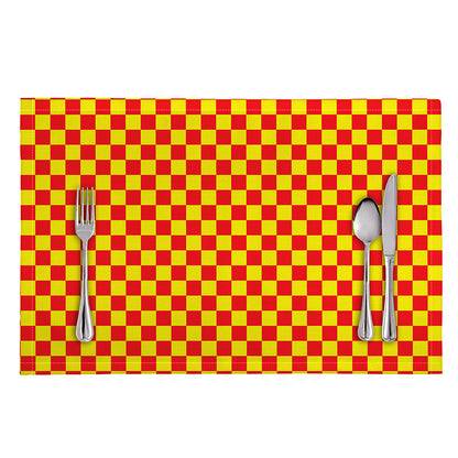 Red And Yellow Checkered Pattern Print Placemat