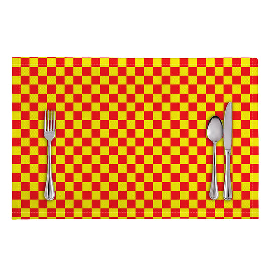Red And Yellow Checkered Pattern Print Placemat