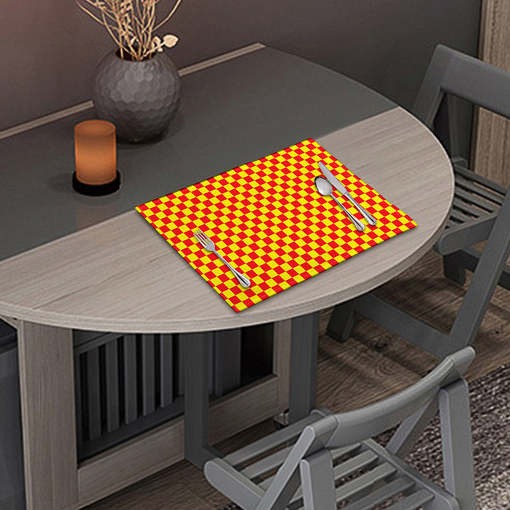 Red And Yellow Checkered Pattern Print Placemat