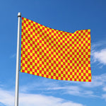 Red And Yellow Checkered Pattern Print Polyester Flag