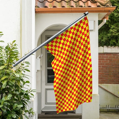 Red And Yellow Checkered Pattern Print Polyester Flag