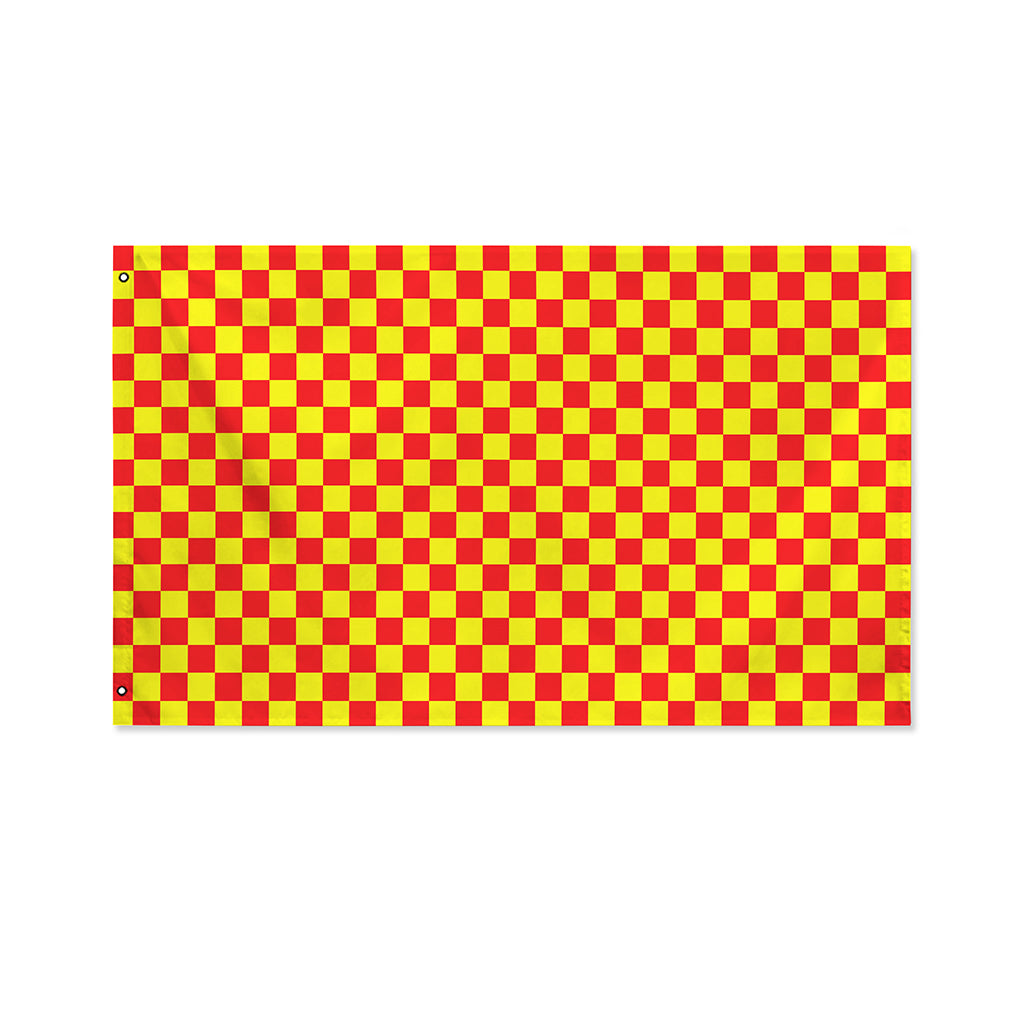 Red And Yellow Checkered Pattern Print Polyester Flag