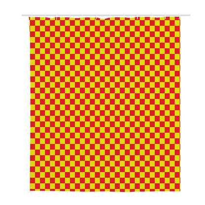 Red And Yellow Checkered Pattern Print Polyester Shower Curtain