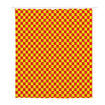 Red And Yellow Checkered Pattern Print Polyester Shower Curtain