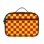 Red And Yellow Checkered Pattern Print Portable Lunch Bag