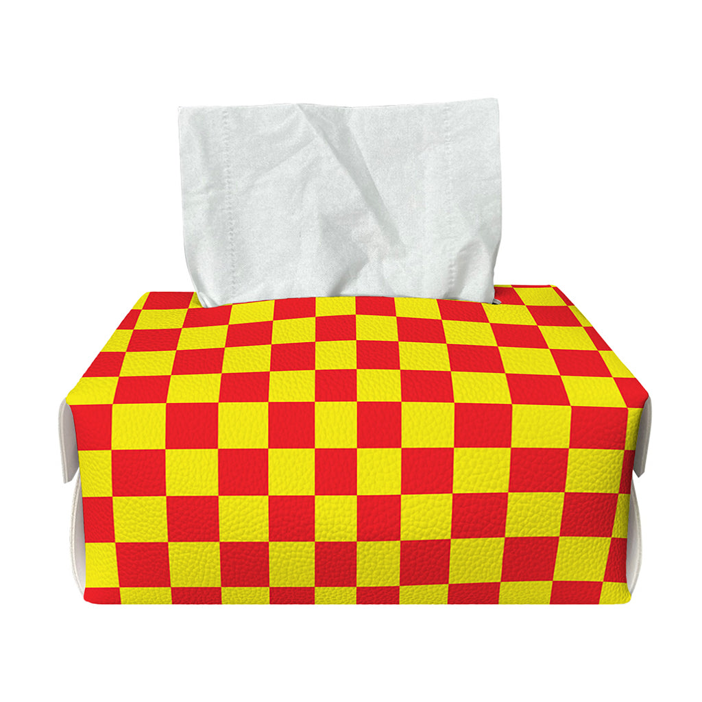 Red And Yellow Checkered Pattern Print Rectangle Tissue Box Cover