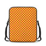 Red And Yellow Checkered Pattern Print Rectangular Crossbody Bag