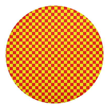 Red And Yellow Checkered Pattern Print Round Blanket
