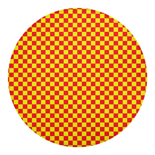 Red And Yellow Checkered Pattern Print Round Blanket
