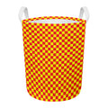 Red And Yellow Checkered Pattern Print Round Laundry Basket