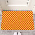 Red And Yellow Checkered Pattern Print Rubber Doormat