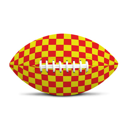 Red And Yellow Checkered Pattern Print Rugby Ball