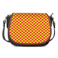 Red And Yellow Checkered Pattern Print Saddle Bag