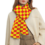 Red And Yellow Checkered Pattern Print Scarf