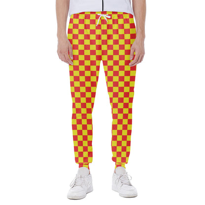 Red And Yellow Checkered Pattern Print Scuba Joggers