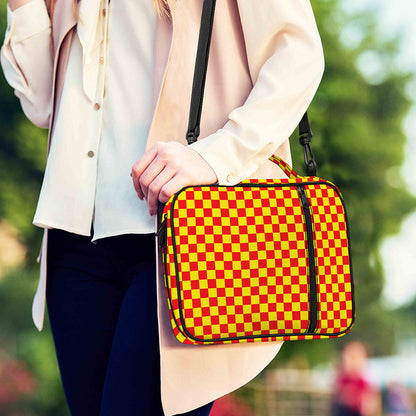 Red And Yellow Checkered Pattern Print Shoulder Strap Bible Bag