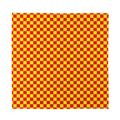 Red And Yellow Checkered Pattern Print Silk Bandana