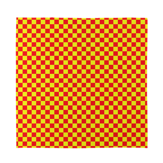 Red And Yellow Checkered Pattern Print Silk Bandana