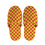 Red And Yellow Checkered Pattern Print Slippers