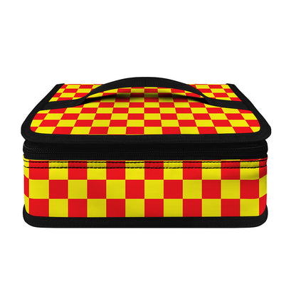 Red And Yellow Checkered Pattern Print Small Lunch Bag