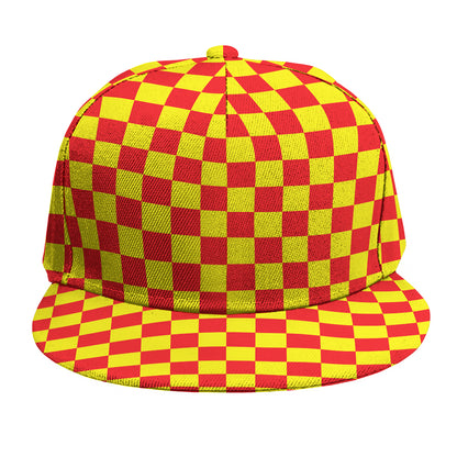Red And Yellow Checkered Pattern Print Snapback Cap