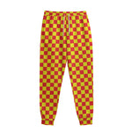 Red And Yellow Checkered Pattern Print Sweatpants