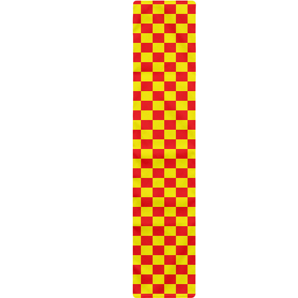 Red And Yellow Checkered Pattern Print Table Runner