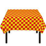 Red And Yellow Checkered Pattern Print Tablecloth