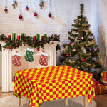 Red And Yellow Checkered Pattern Print Tablecloth