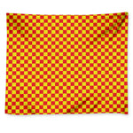 Red And Yellow Checkered Pattern Print Tapestry