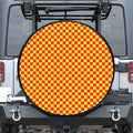 Red And Yellow Checkered Pattern Print Tire Cover