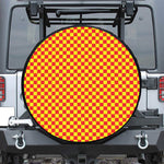 Red And Yellow Checkered Pattern Print Tire Cover