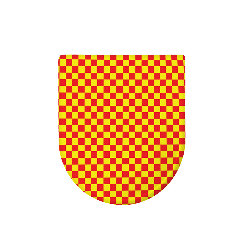 Red And Yellow Checkered Pattern Print Toilet Lid Cover