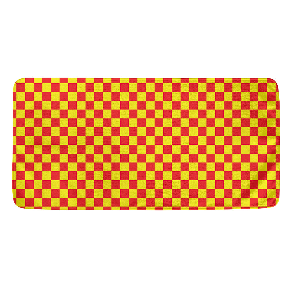 Red And Yellow Checkered Pattern Print Towel