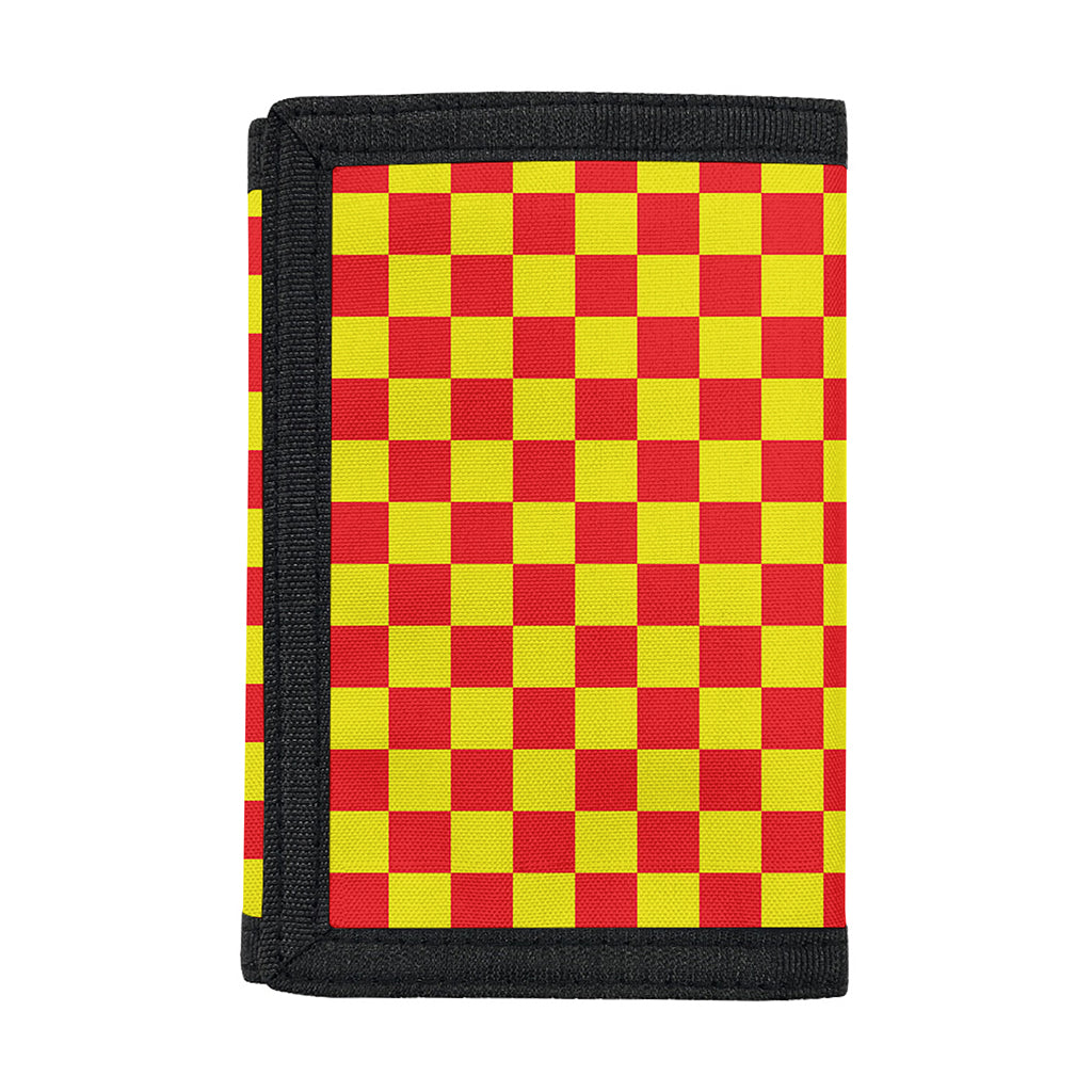 Red And Yellow Checkered Pattern Print Trifold Wallet