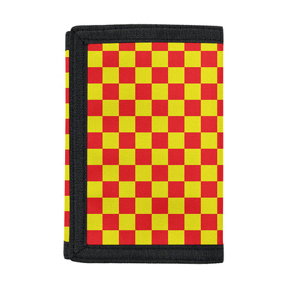 Red And Yellow Checkered Pattern Print Trifold Wallet