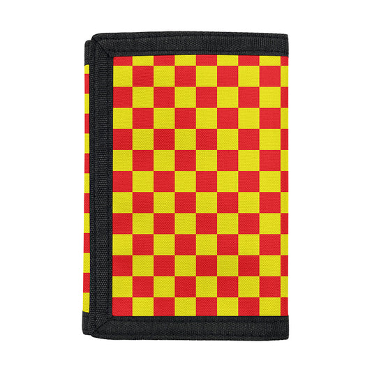 Red And Yellow Checkered Pattern Print Trifold Wallet