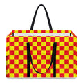 Red And Yellow Checkered Pattern Print Utility Tote Bag