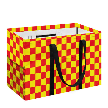 Red And Yellow Checkered Pattern Print Utility Tote Bag