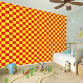 Red And Yellow Checkered Pattern Print Wall Sticker