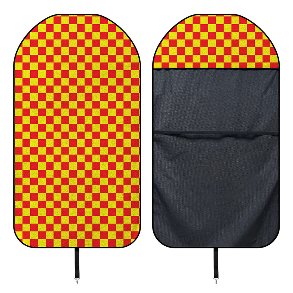 Red And Yellow Checkered Pattern Print Waterproof Car Seat Cover