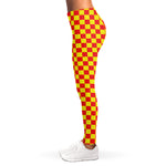 Red And Yellow Checkered Pattern Print Women's Leggings