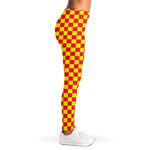 Red And Yellow Checkered Pattern Print Women's Leggings