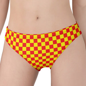 Red And Yellow Checkered Pattern Print Women's Panties