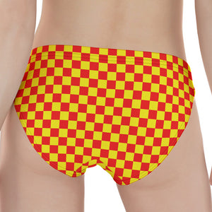 Red And Yellow Checkered Pattern Print Women's Panties