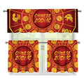 Red And Yellow Chinese Zodiac Print 3 Piece Kitchen Curtains