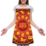 Red And Yellow Chinese Zodiac Print Adjustable Apron