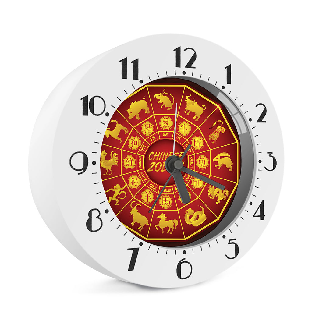 Red And Yellow Chinese Zodiac Print Alarm Clock