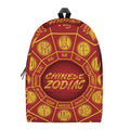 Red And Yellow Chinese Zodiac Print School Backpack